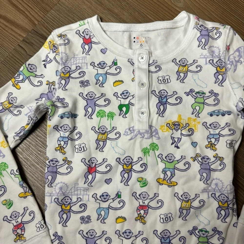 Roller Rabbit Monkey Pajama Top